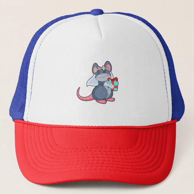 Gorra De Camionero Mouse as Bride with Veil & Gift.PNG (Anverso)