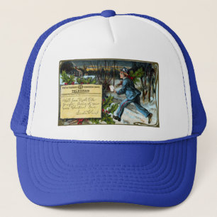 Gorra De Camionero Muchacho del telégrafo que hace navidad del
