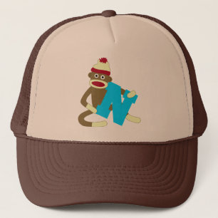 Gorra De Camionero Muchacho N del monograma del mono del calcetín