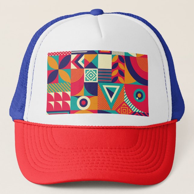Gorra De Camionero Muestra formas geométricas abstractas, patrón sin  (Anverso)