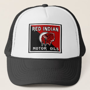 Gorra De Camionero Muestra india roja del vintage de los aceites de