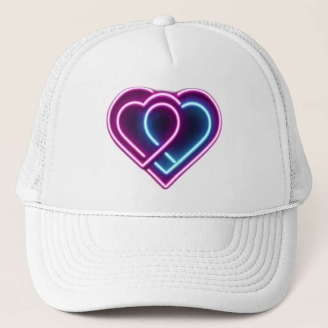 Gorra De Camionero Mugre El día de San Valentín de corazón rosa/azul  (Anverso)