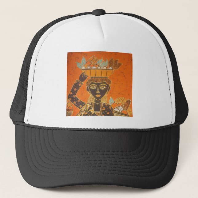 Gorra De Camionero Mujer africana con imagen de cesta (Anverso)