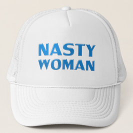 Gorra De Camionero "mujer desagradable" blanco azul
