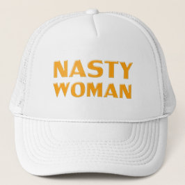 Gorra De Camionero "mujer desagradable" blanco naranja