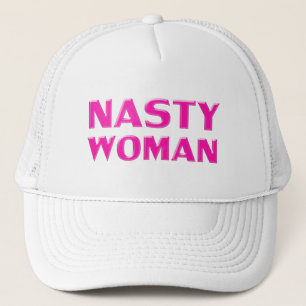 Gorra De Camionero "mujer desagradable" rosa cálido, magenta, blanco