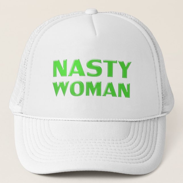 Gorra De Camionero "mujer desagradable" verde, blanco (Anverso)