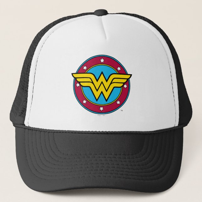 Gorra De Camionero Mujer Maravilla | Logo Círculo y Estrellas (Anverso)