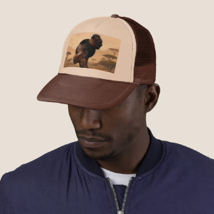 Gorra De Camionero Mujer Tribal Vigilando Su Paisaje Africano,