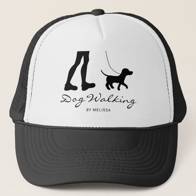 Gorra De Camionero Mujer y perro paseadora de perro - Silhouette negr (Anverso)