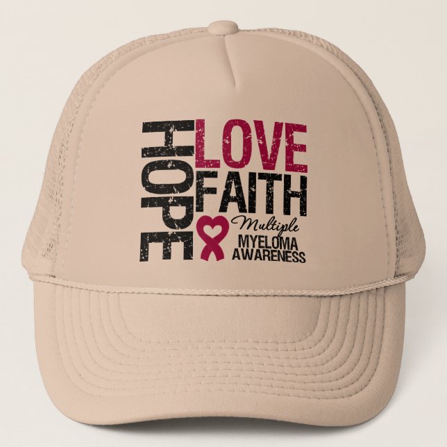 Gorra De Camionero Múltiples mielomas Esperanza Amor Fe (Anverso)