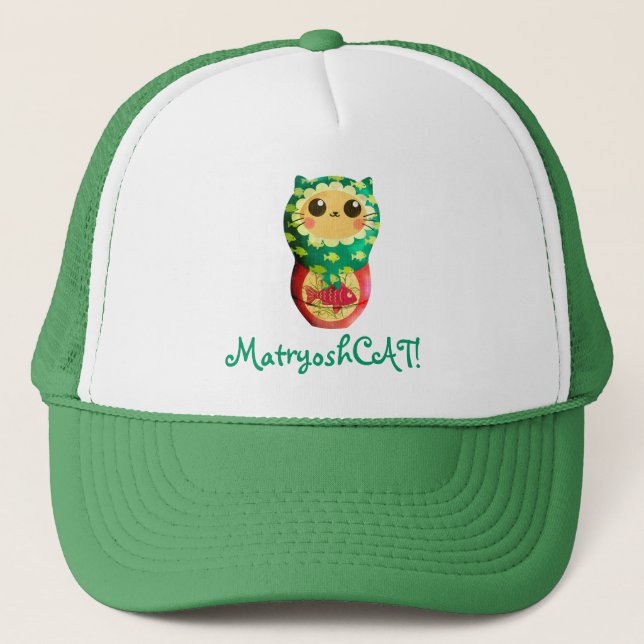 Gorra De Camionero Muñeca de Matryoshka del gato (Anverso)