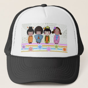 Gorra De Camionero muñecas kokeshi