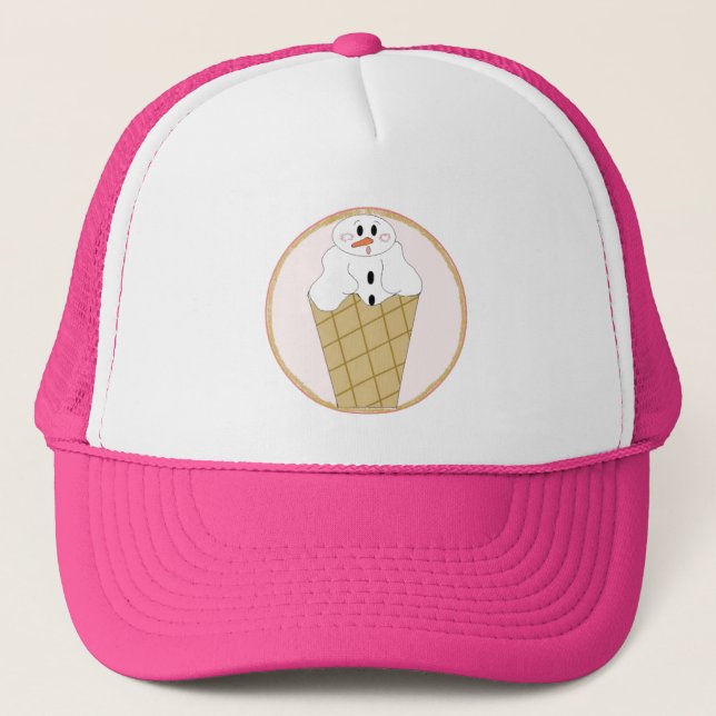 Gorra De Camionero Muñeco de nieve con cono de nieve (Anverso)