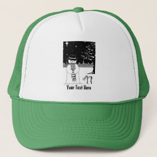 Gorra De Camionero muñeco de nieve sonriendo en los navidades de la
