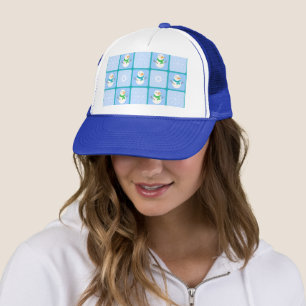 Gorra De Camionero Muñeco de nieve y copos de nieve con patrón de cua