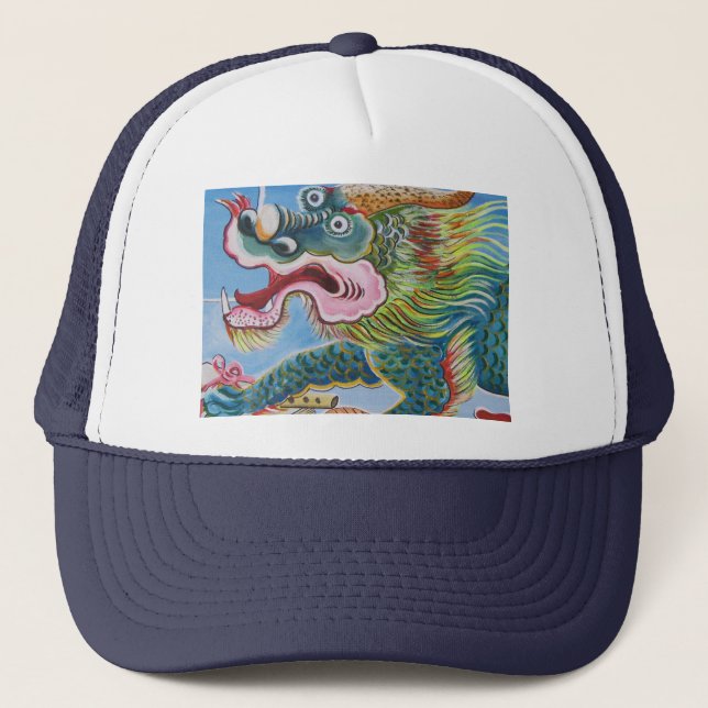 Gorra De Camionero Mural del Foo Dog Chino / Lion Guardian (Anverso)