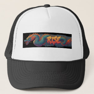 Gorra De Camionero Mural estilizado de Dragón Graffiti con "RISE" aud
