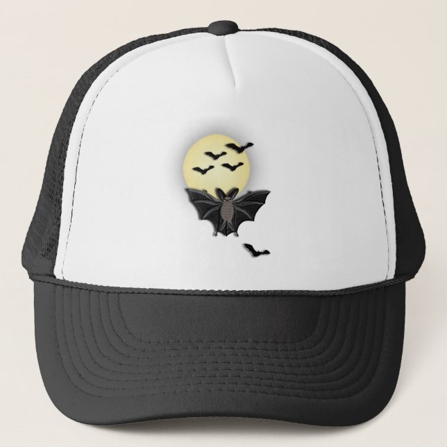 Gorra De Camionero Murciélago de madera de Halloween (Anverso)