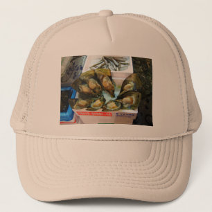 Gorra De Camionero Muselas gigantes Tsukiji Fish Market, Tokio, Japón