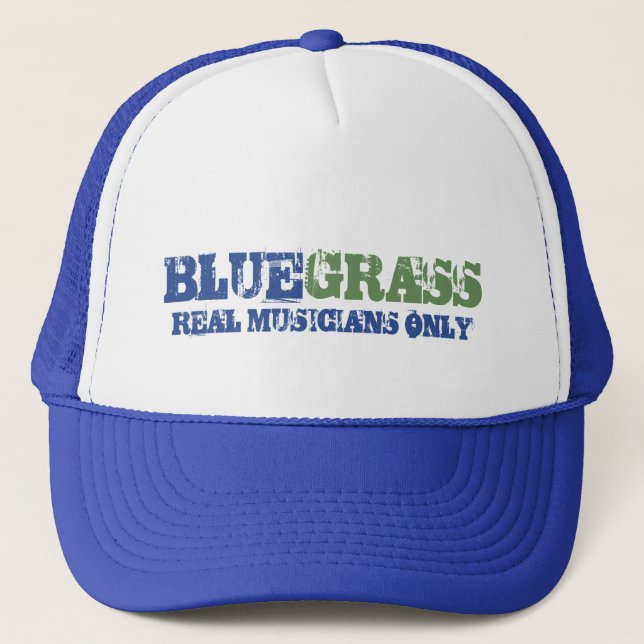 Gorra De Camionero Música Bluegrass Músicos reales sólo texto duro (Anverso)