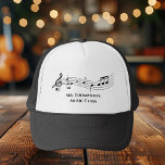 Gorra De Camionero Música de la banda de notas musicales o del coro d<br><div class="desc">Un genial gorra de profesores de música personalizado con un equipo musical con notas. Solicite este regalo personalizado para un músico,  compositor,  director de orquesta o orquesta,  o director de coro y personalizar con un nombre u otro texto.</div>