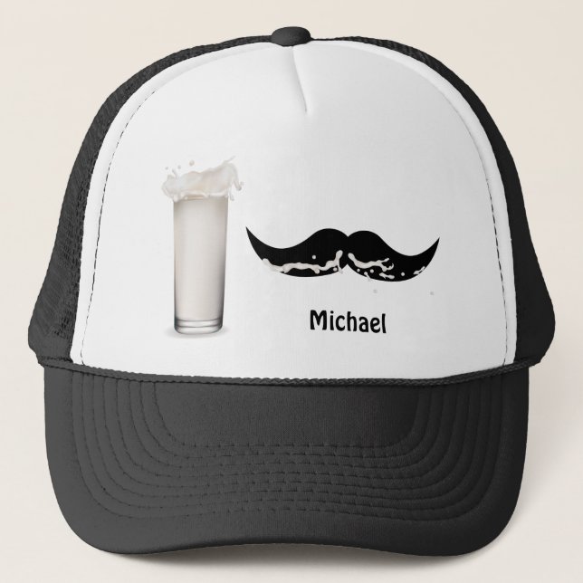 Gorra De Camionero Mustache de leche personalizado (Anverso)