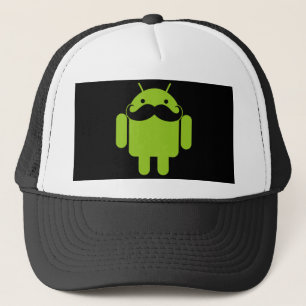 Gorra De Camionero Mustache del icono del robot android en negro