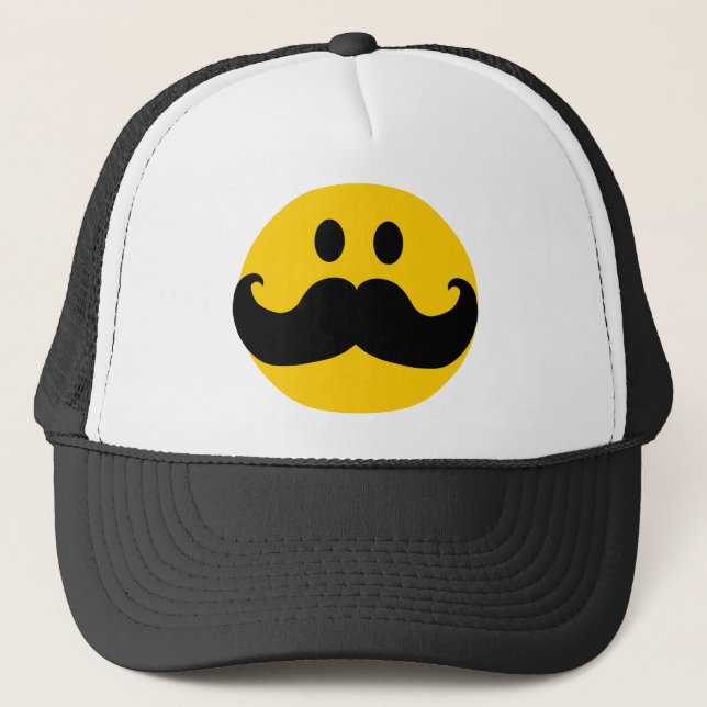 Gorra De Camionero Mustache Yellow Happy Face (Anverso)