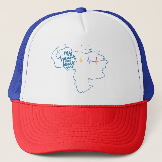 Gorra De Camionero My Heart Always Beats Hard – Venezuela Design 💛💙 (Anverso)