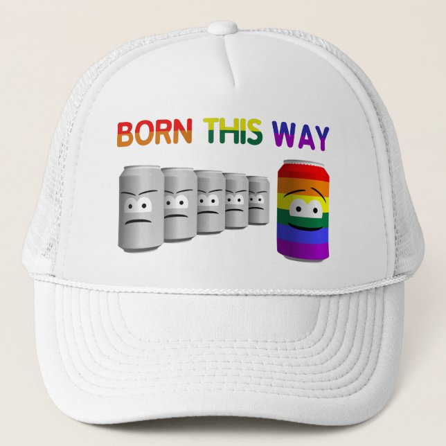 Gorra De Camionero Nacido de esta manera LGBT Rainbow Stripe (Anverso)