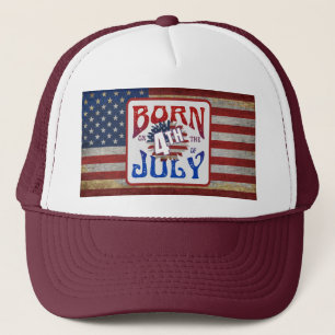 Gorra De Camionero Nacido el 4 de julio bandera de EE. UU.