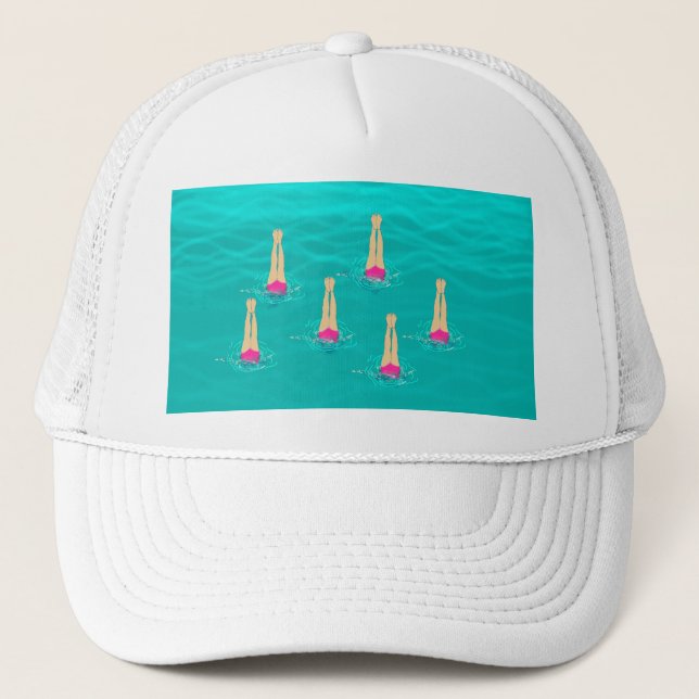 Gorra De Camionero Nadadores Artísticos - Nadando Bajo El Agua (Anverso)