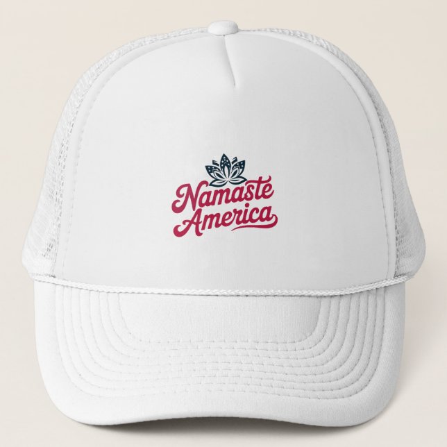 Gorra De Camionero Namaste America Yoga Patriótico (Anverso)