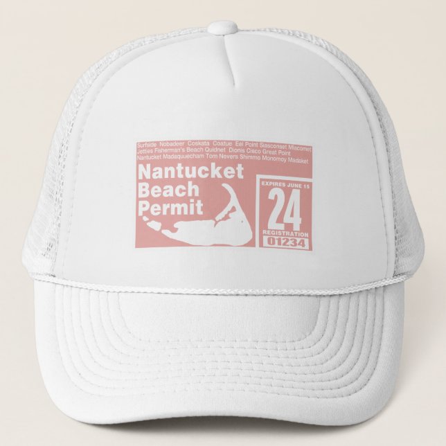 Gorra De Camionero Nantucket Beach Permit 2024 salmón (Anverso)