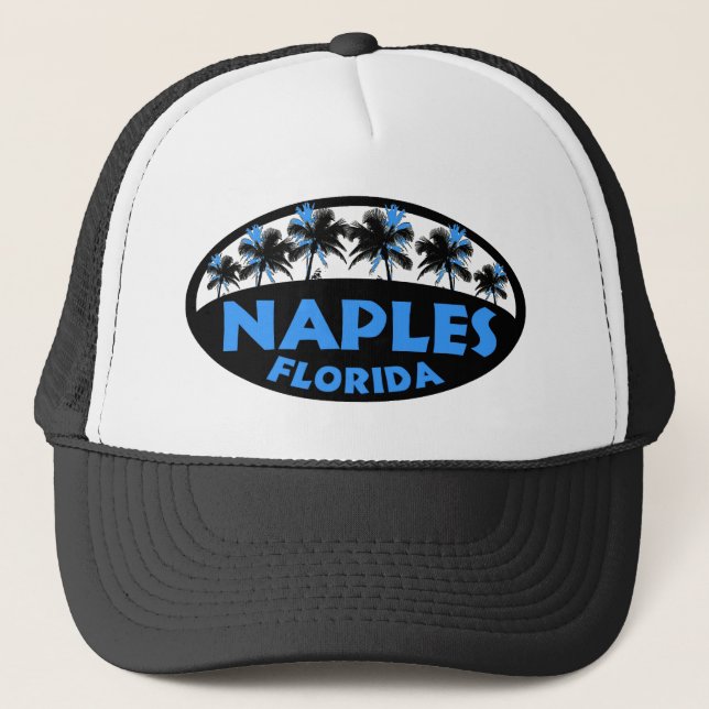 Gorra De Camionero Nápoles Florida palmas azules negras (Anverso)