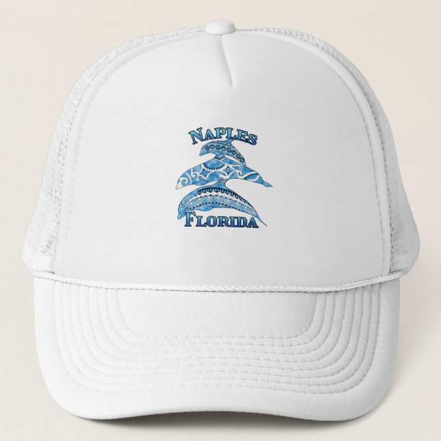 Gorra De Camionero Nápoles Florida Vacaciones para delfines tribales (Anverso)