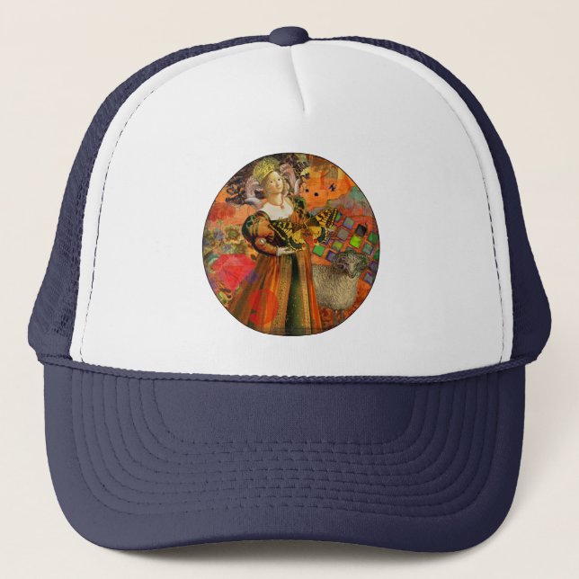 Gorra De Camionero Naranja Aries Mujer: Collage de arte gótico ram an (Anverso)