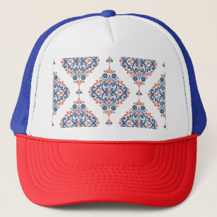 Gorra De Camionero Naranja azul ornamental: sin costura vintage