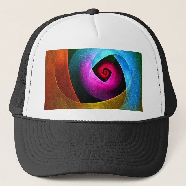 Gorra De Camionero Naranja azul Patrón de arte de resumen moderno ros (Anverso)