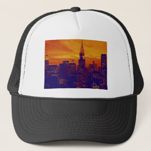 Gorra De Camionero Naranja azul Pop Art Nueva York