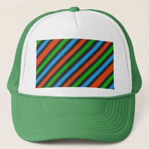 Gorra De Camionero Naranja, Azul, Verde, Purpurina Negra Rayada STayl