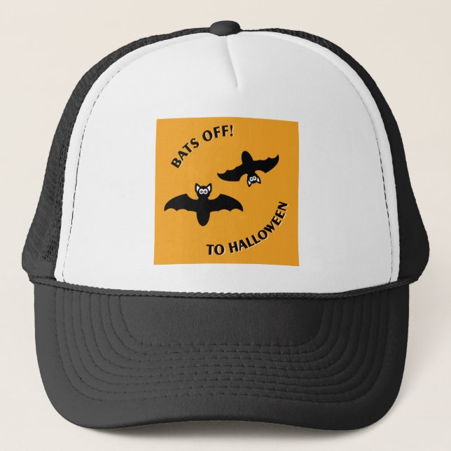 Gorra De Camionero Naranja Bats de Halloween (Anverso)