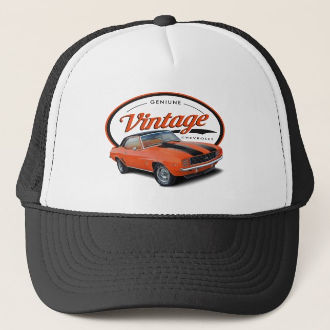 Gorra De Camionero Naranja Camaro del vintage (Anverso)