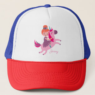 Gorra De Camionero Naranja corta Chica haitiana montada en unicornio