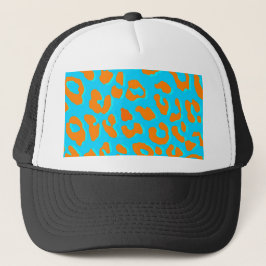 Gorra De Camionero Naranja de impresión Leopardo Azul