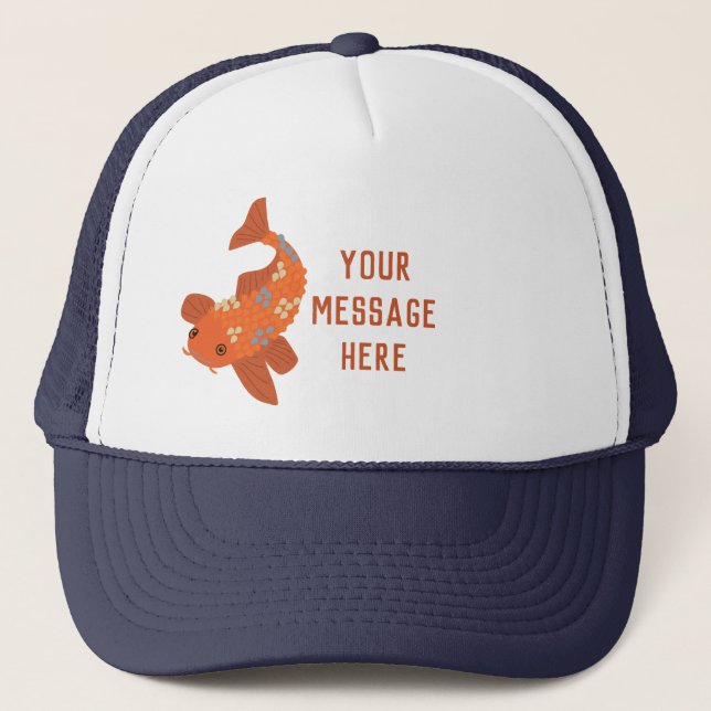 Gorra De Camionero Naranja de natación personalizado Koi Goldfish (Anverso)
