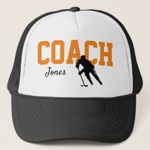 Gorra De Camionero Naranja de nombres de entrenador de hockey persona