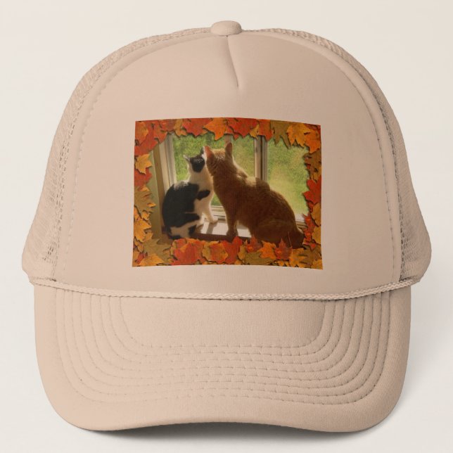 Gorra De Camionero Naranja de otoño Tabby Cats (Anverso)