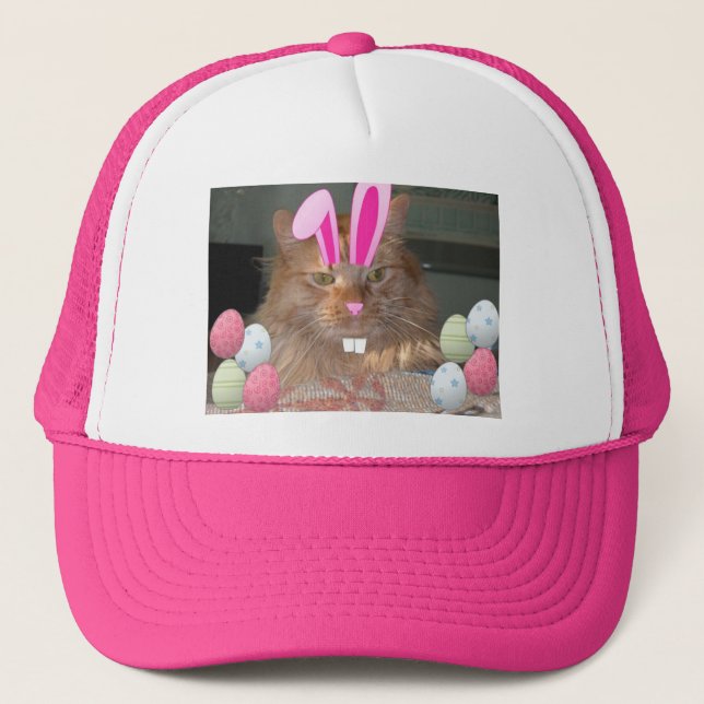 Gorra De Camionero Naranja de Pascua Tabby Kitty Cat (Anverso)
